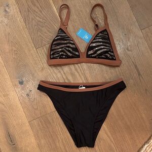 Cupshe Black and Brown Bikini Set
